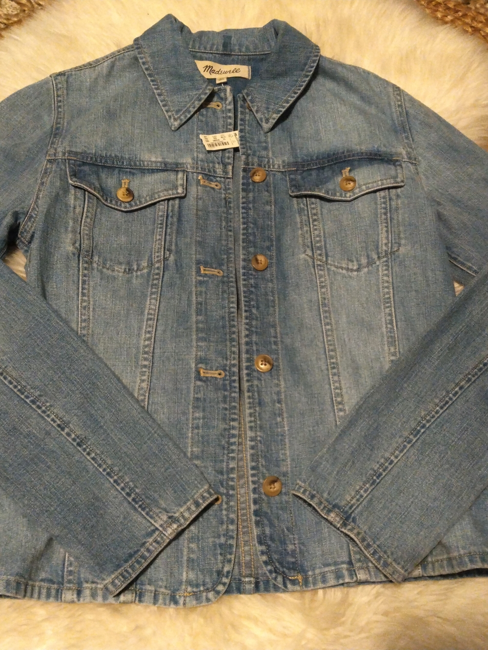 Madewell Faded Blue Denim Trucker Jacket button Down size XS-NWT